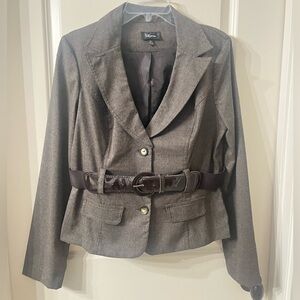 Iz Byer Dark Brown Blazer with Button Accents